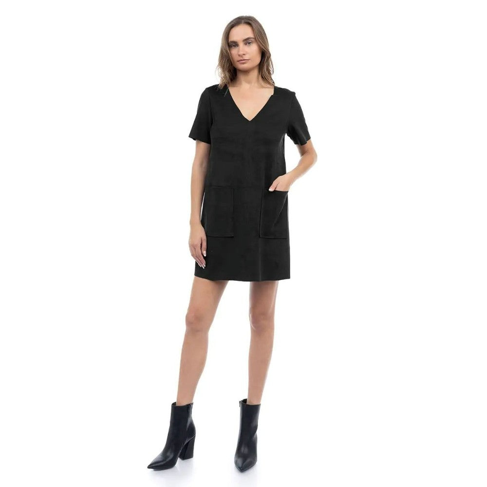 Suede V-Neck Dress|6621