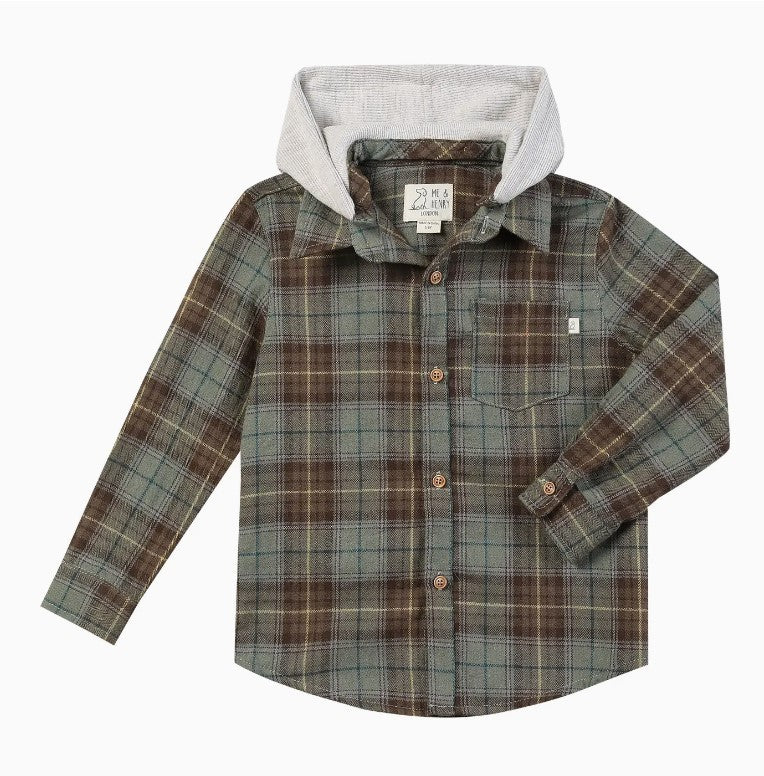 Hooded Plaid Jacket Shirt|8301