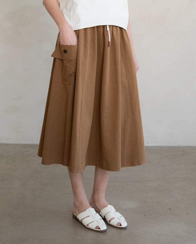 Drawstring Utility Midi Skirt|8098