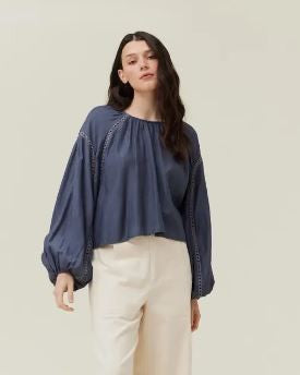 Lace Trim Mixed Blouse|6272
