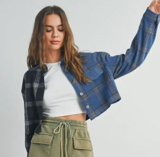 Blocked Plaid top|6353