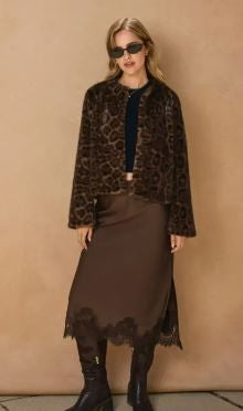 Dull Satin Lace Hem Pencil Skirt|6357