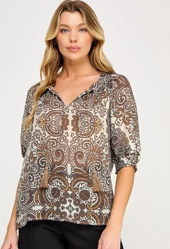 Peasant Blouse-Coffee|6364