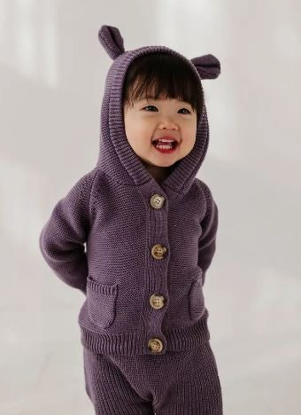 Knit Hoodie plum|6400