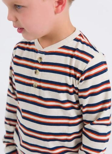 Rust Stripe  henley|6536