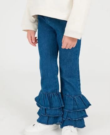 Denim Ruffle Flare Pants|6547