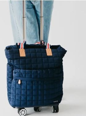 Quilted Tote Roller Bag navy|6593