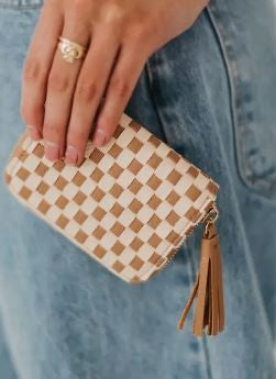 Wynona Woven Wallet tan check|6596