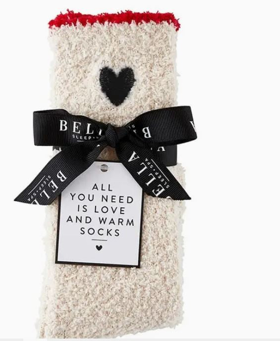 Cozy Socks - Red Trim + Black Heart|6942