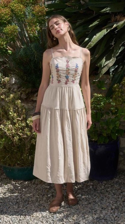 Embroidery Midi dress|7259