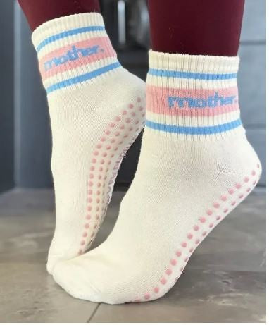 Striped Grip Socks- Pink/Blue|7312