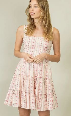 Floral Print Tiered Smocked Mini Dress|7356