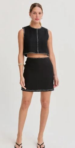 Contrast Stitch Mini Skirt|7423