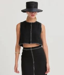 Stitch Linen Crop Top|7425
