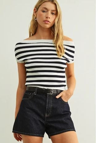Cap Sleev Stripe  top|7435