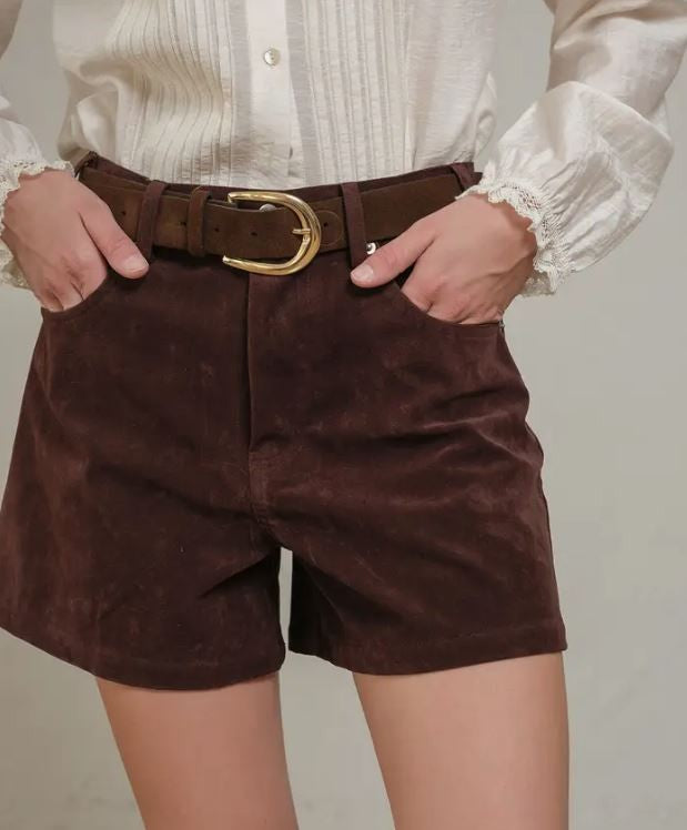 Suede High-Rise Shorts|7766