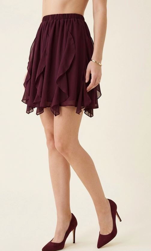 eggplant Ruffle skirt|8183