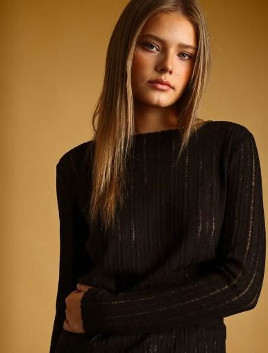 Long Sleeve Knit Top blk|8217