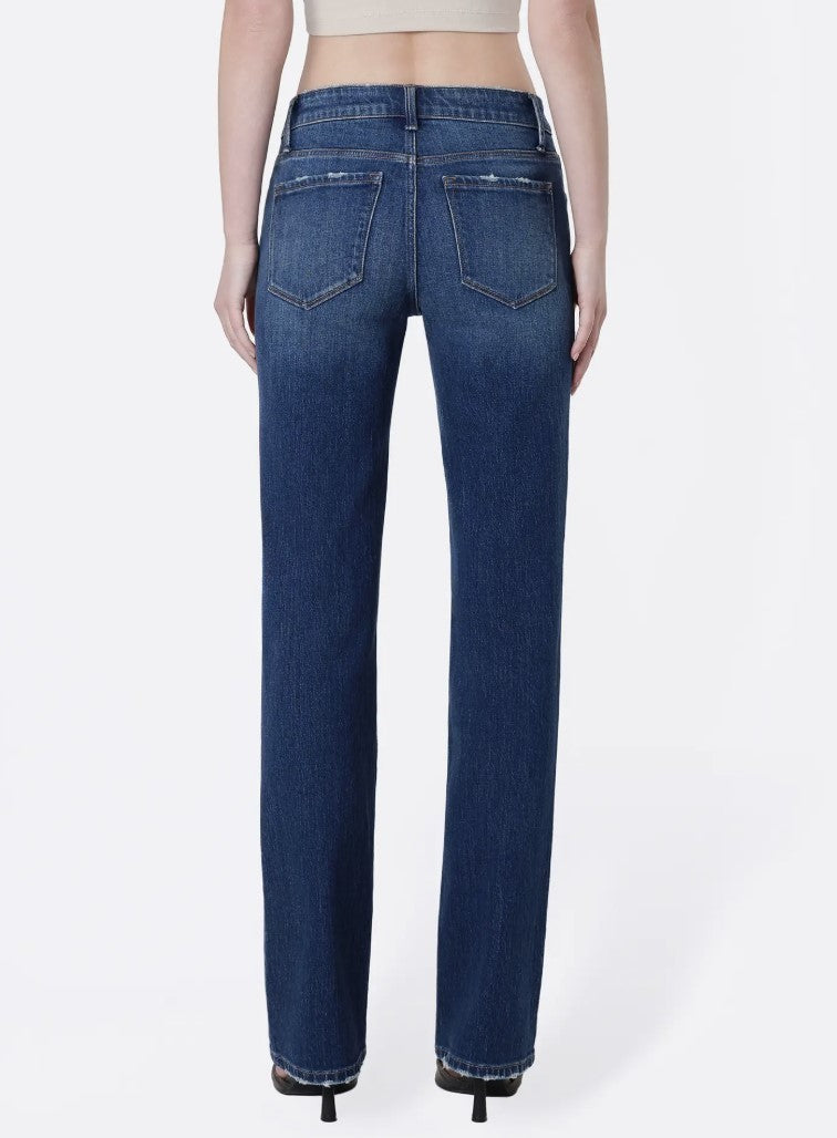 Mid Rise Dark Wash Straight Leg Jean|8318