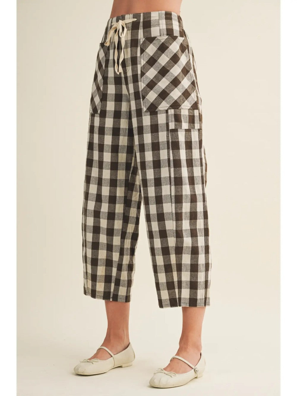 Patch Pocket Gingham Trousers|8082