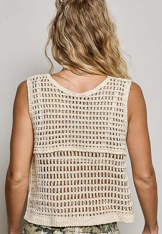 Pearl Stud Embroidery Sequins Crochet top|8434