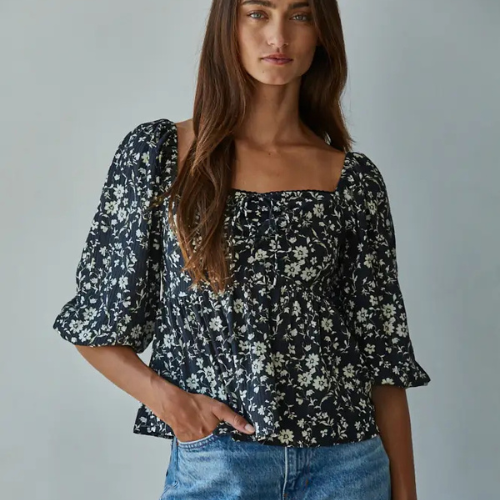 Floral Square Neck Top|6748