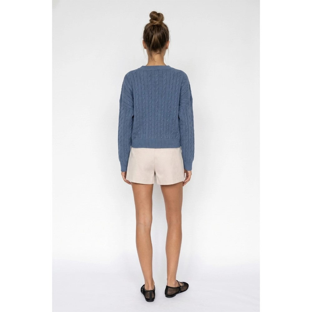 Blue Cable Knit Sweater|8011
