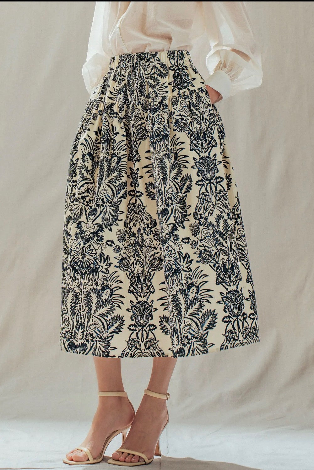 botanical print skirt|7749