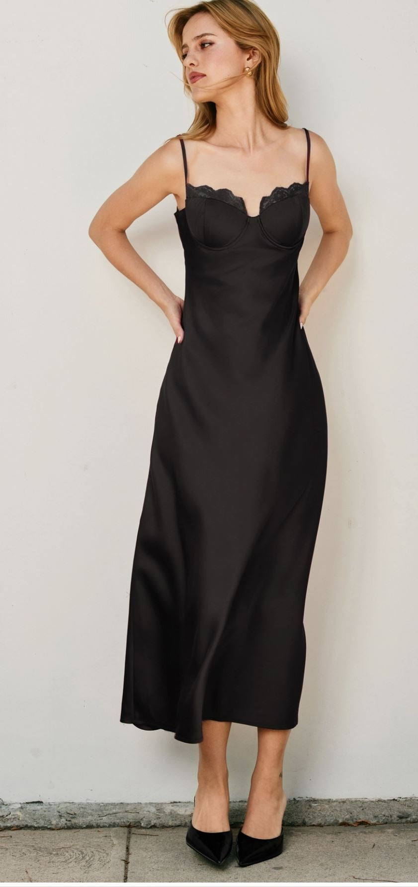 Slip Midi Dress black|6870