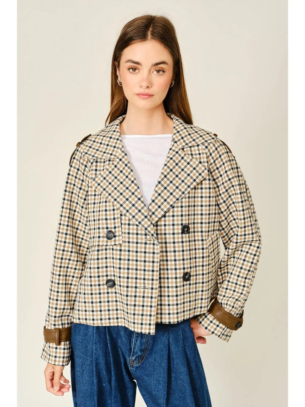Oxford Plaid Trench Jacket|8139
