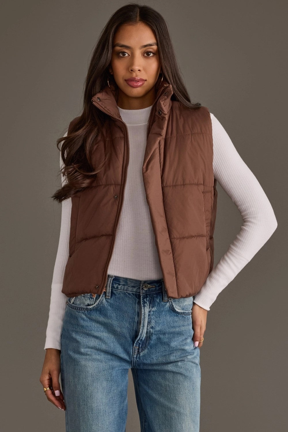 Brown Puffer Vest|7984