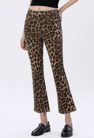 High Rise Leopard Print Kick Flare Jeans|6355