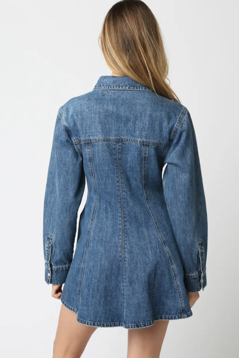 Angela Denim Shirt Mini Dress|8102