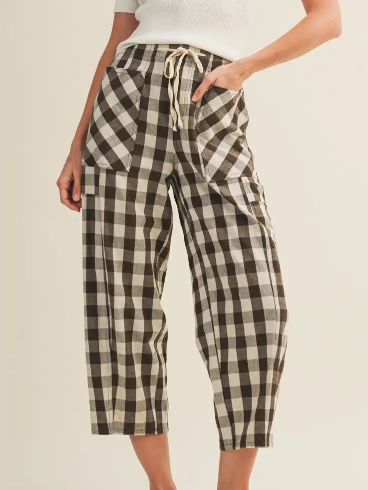 Patch Pocket Gingham Trousers|8081