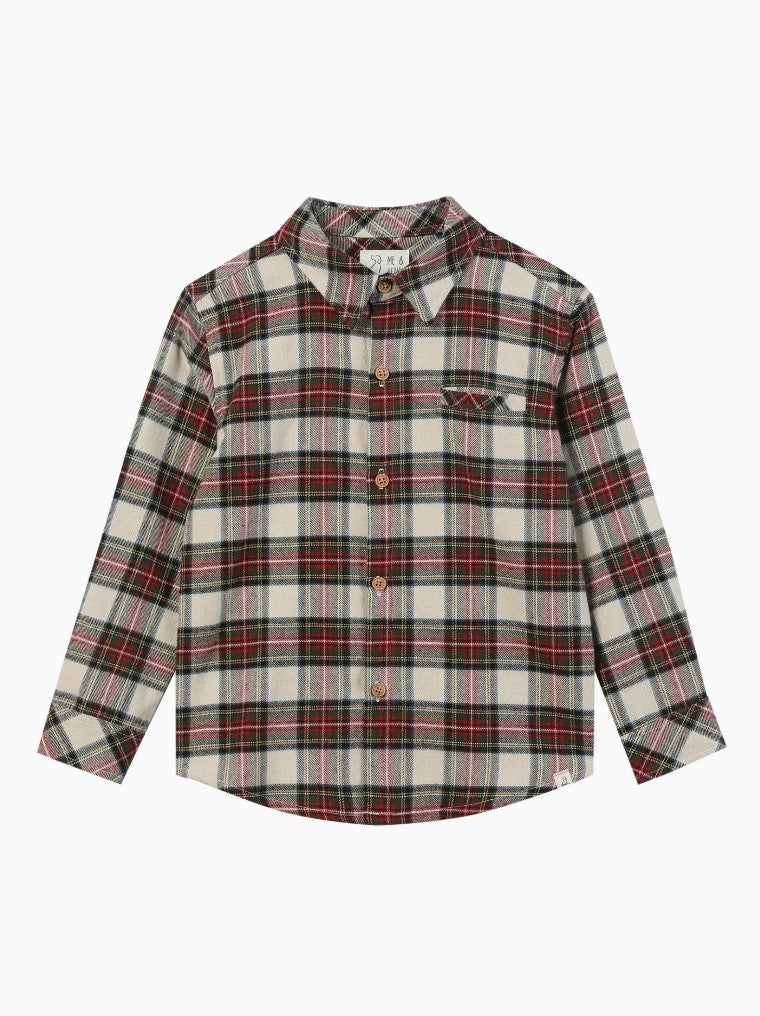 Red/ Cream Plaid Button Shirt|8294