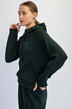 Scuba Quarter Zip Hoodie Jacket Green|6901