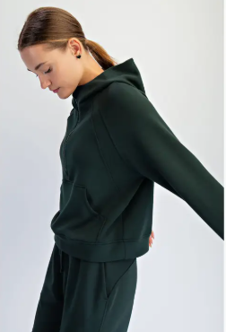 Scuba Quarter Zip Hoodie Jacket Green|6902