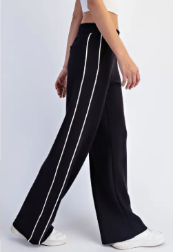 Scuba Two Stripe Straight Pant B/W|6909