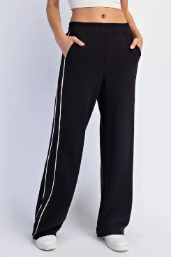 Scuba Two Stripe Straight Pant B/W|6910