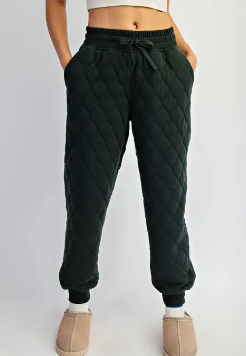Quilted Jogger Pant Black|6918