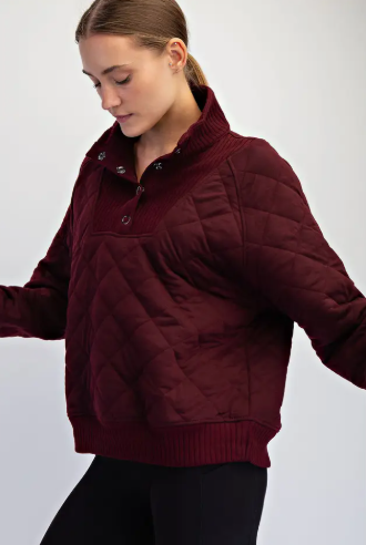 Quilted Snap Pullover Cherry|6931