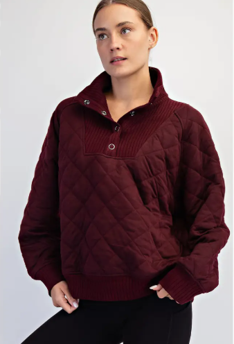 Quilted Snap Pullover Cherry|6932