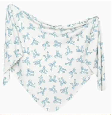 Blue Bow Knit Swaddle|6984