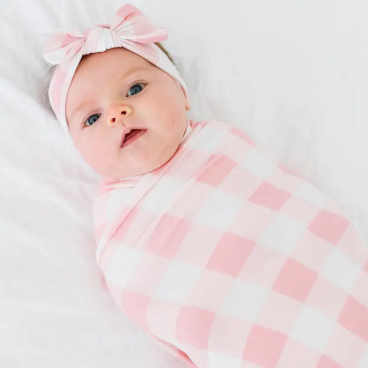 Pink Checkered Knit Swaddle|6989