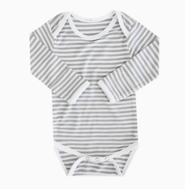 Gray Striped Long Sleeve Bodysuit|6994