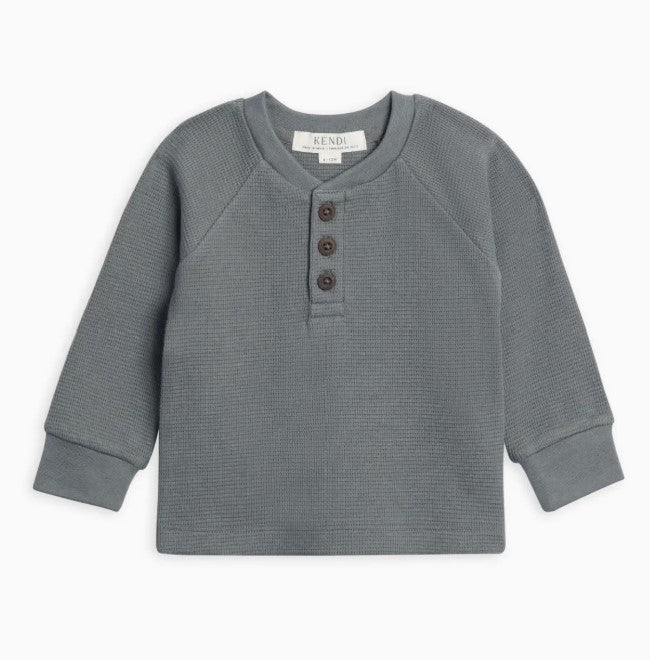 Jones Waffle Knit Henley Raglan Shirt|6461