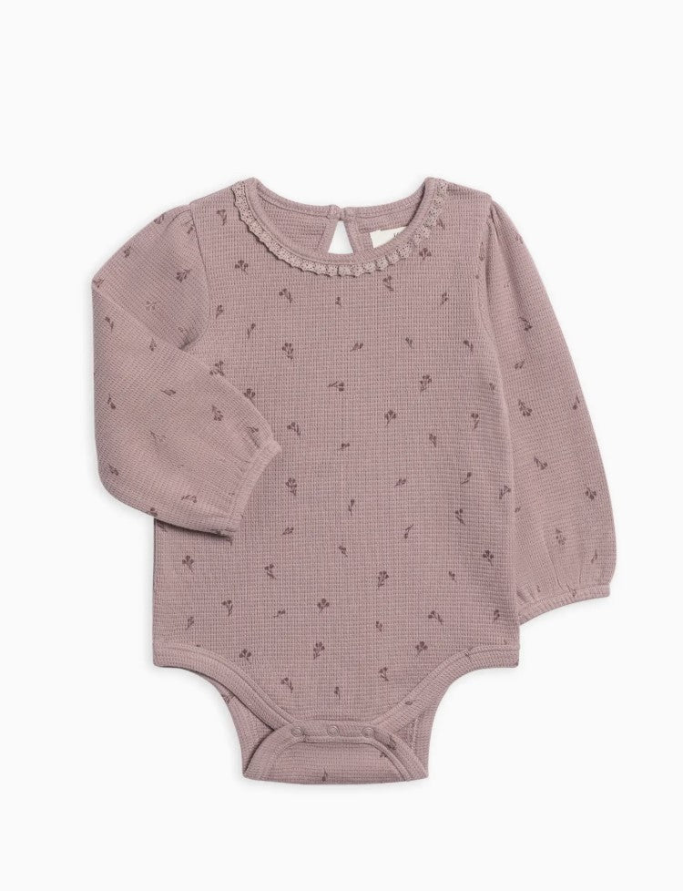 Langley Waffle Knit Lace Neckline Bodysuit|6460