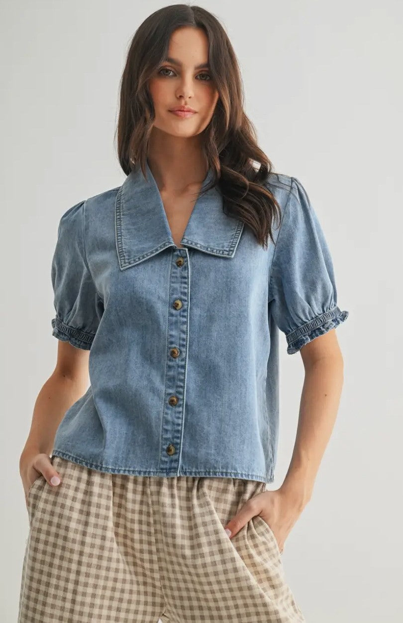 denim blouse|6823
