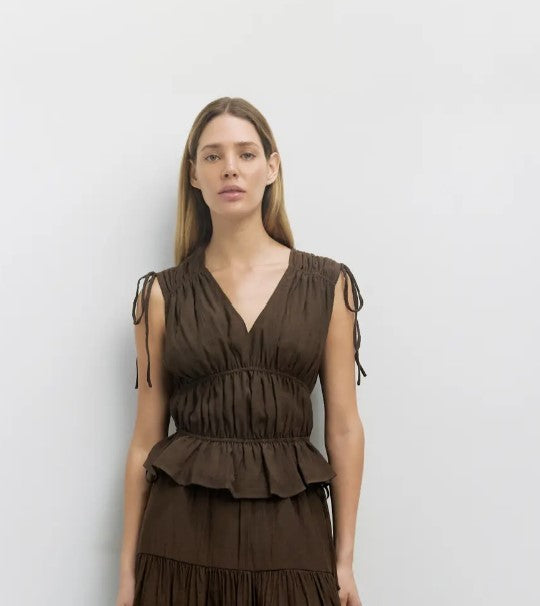 Gathered Sleeveless Blouse|7960