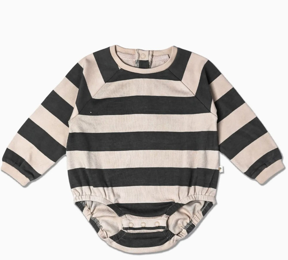 Organic Long Sleeve Bubble Romper - Bold Stripes|6515